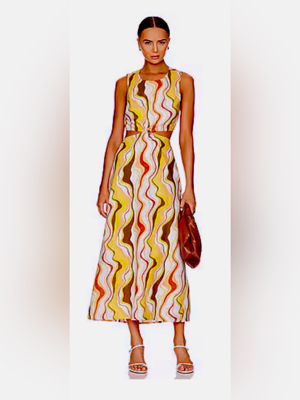 NWT MINKPINK Ziggy Cut Out Midi Dress Abstract Retro Print Small